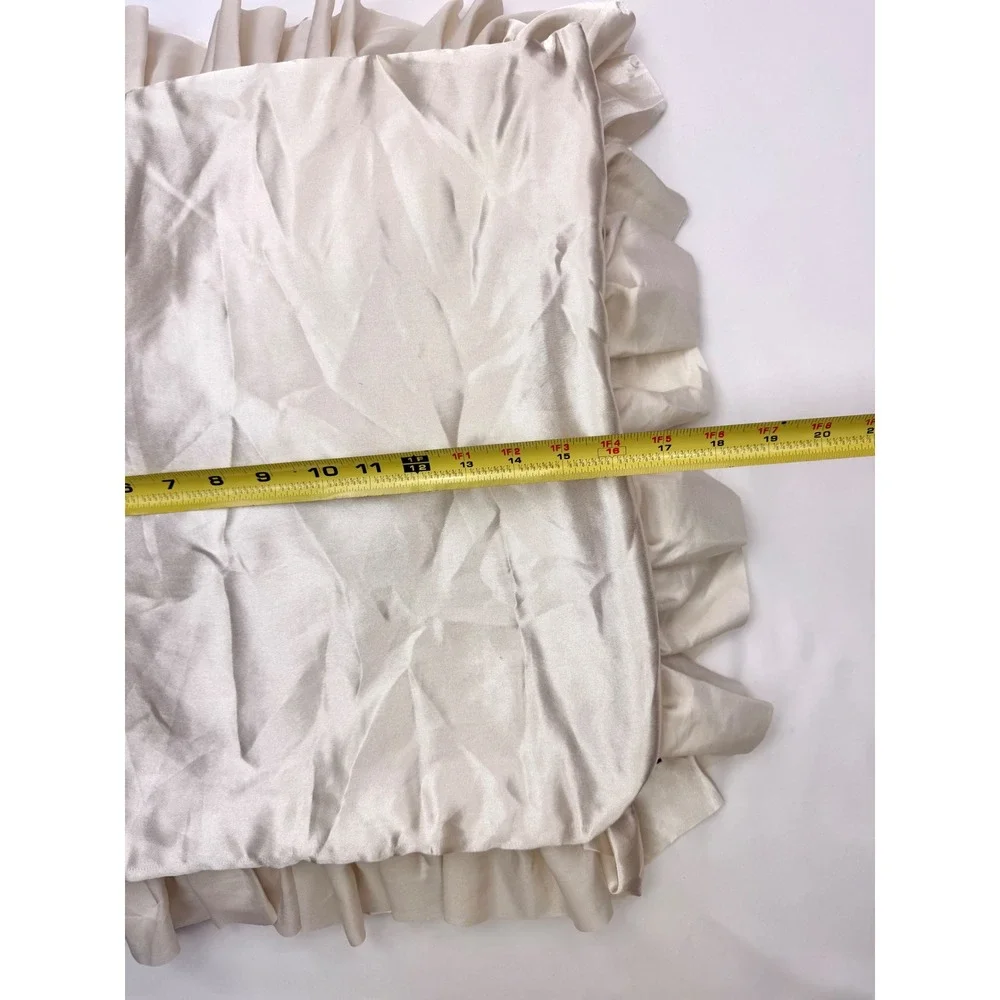Pier 1 Imports Ruffled Satin Throw Pillow Cover Champagne Cream 16x16 Textured